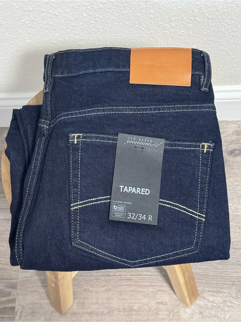 NWT Ted Baker London Dyllon Tapered Fit Stretch Jeans Dark Blue Mens Size 34R